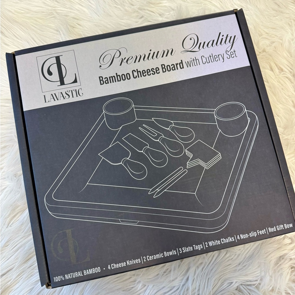 Lavastic Bamboo Cheese Board with Cutlery Set